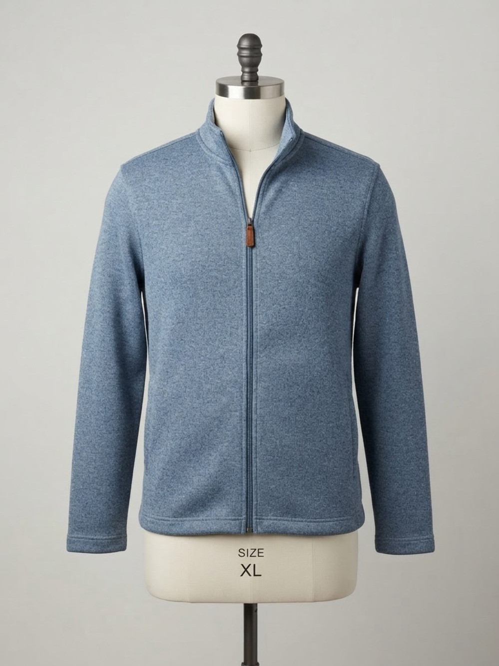 Men's Heather Slate Blue Full-Zip Sweater